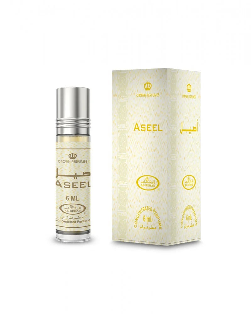 Aseel perfume bottle and packaging on a white background