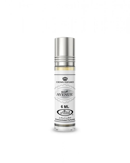 Perfume bottle labeled 'Avenue' with 'Crown Perfumes' branding on a white background