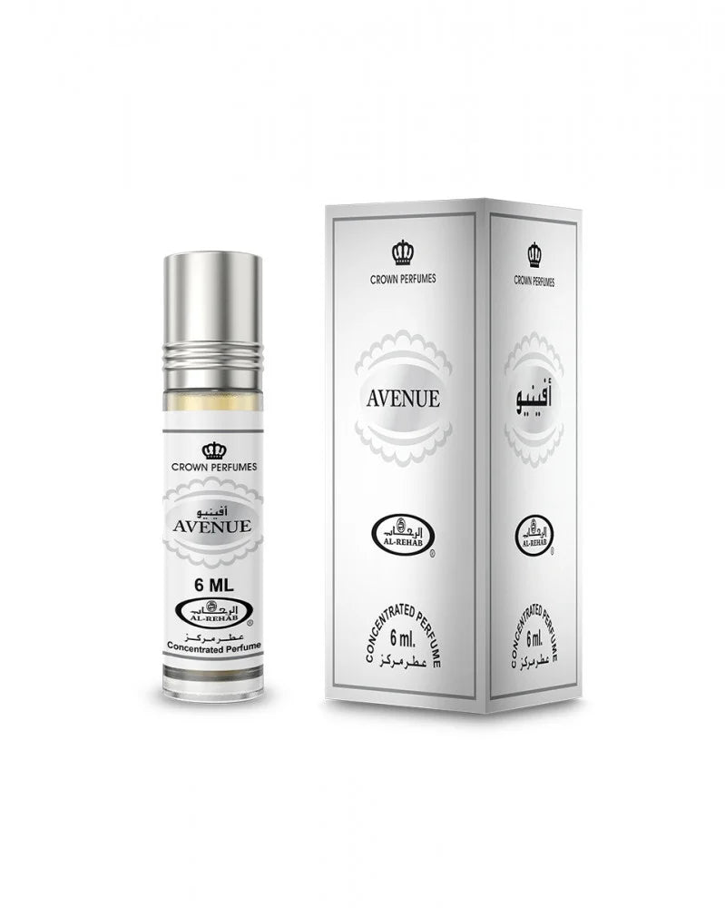 Avenue perfume bottle and packaging on a white background