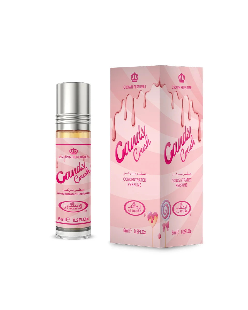 Candy Crush concentrated perfume bottle and packaging on a white background