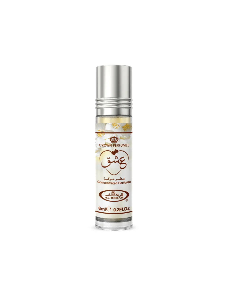 Perfume bottle with silver cap on a white background