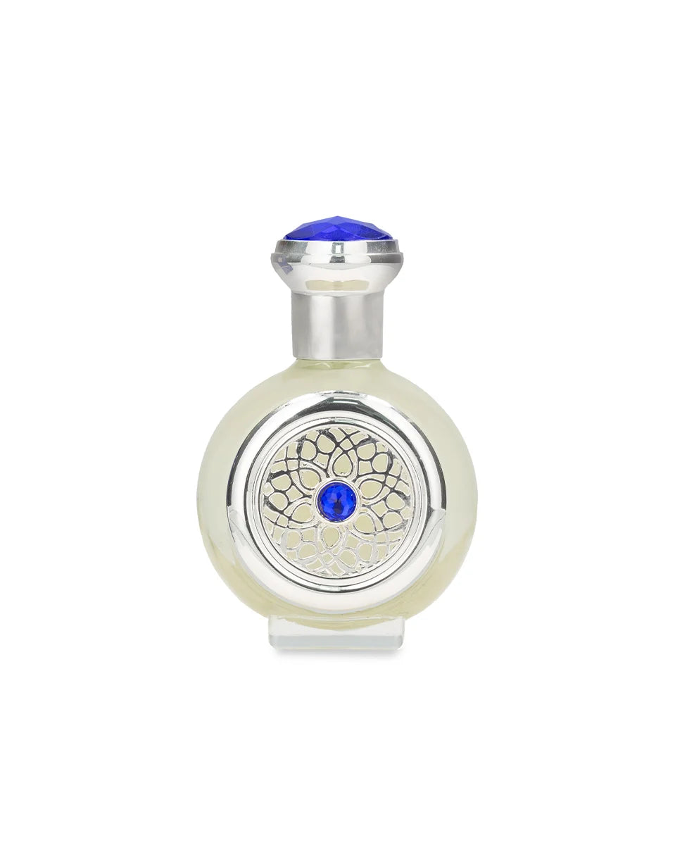 Perfume bottle with decorative design on a white background