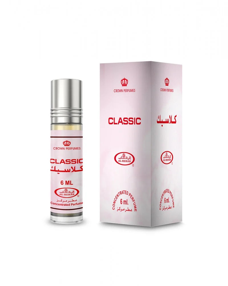 Perfume bottle and packaging with 'Crown Perfumes' branding on a white background